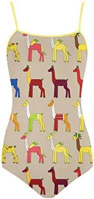 Women's Hipster Llama Pattern Nylon &amp; Spandex Slip One Piece Swimsuit