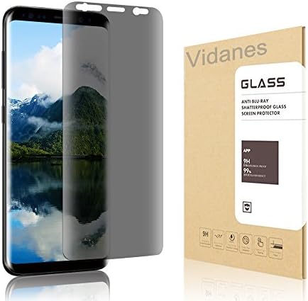 Galaxy S8 Privacy Screen Protector, Vidanes Anti-Spy Tempered Glass Screen Guard for Sumsung Galaxy S8- 3D Curved Edge Full Screen Coverage