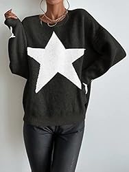 SOLY HUX Women's Star Print Long Sleeve Crewneck
