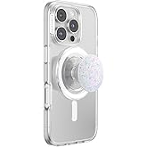 PopSockets Phone Grip for MagSafe, Magnetic Holder, Phone Stand, Glitter - Iridescent Confetti White