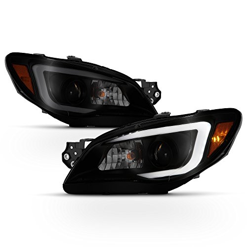 ACANII - For [Halogen Model] 2006-2007 Subaru Impreza LED DRL Tube Projector Headlights Headlamps Black Smoke Left+Right