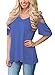 HOTAPEI V Neck T Shirts Women Casual Loose Open Shoulder Tops and Blouses Royal Blue Plus Size XXL