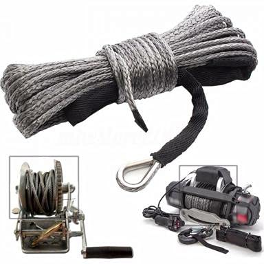 Auveach Winch Rope 6mmx15m 7700lbs Synthetic Sheath Line Cable for ATV UTV Truck