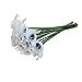 Houda Calla Lily Bridal Wedding Artificial Fake Flowers Party Decor Bouquet PU Real Touch Flower (White Blue 20 Pcs)