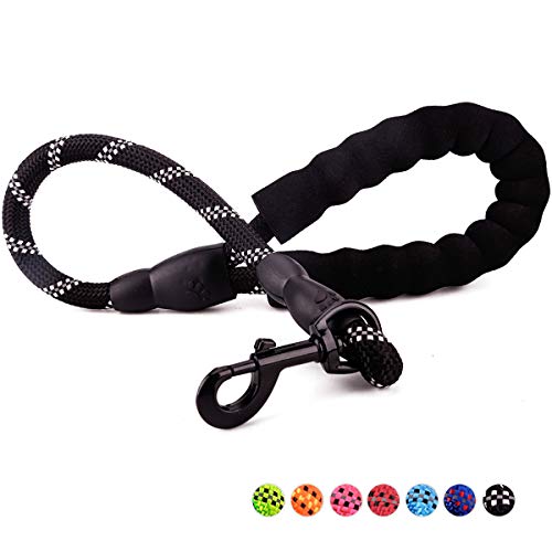 voopet 2 Feet Nylon Dog Leash, Strong Leash with Highly Reflective Threads for Medium Large Heavy Duty Dog Leads, Easy Control with Short Dog Leash for Climbing Training Walking and Guiding Blind