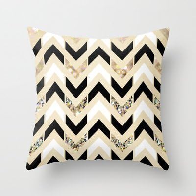 UniChoice New Black, White&amp;Gold Glitter Herringbone Chevron On¡­ Pillowcase Home Decoration pillowcase covers