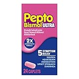 Pepto Bismol Caplets Ultra for Nausea, Heartburn, Indigestion, Upset Stomach, and Diarrhea Relief 24 ct