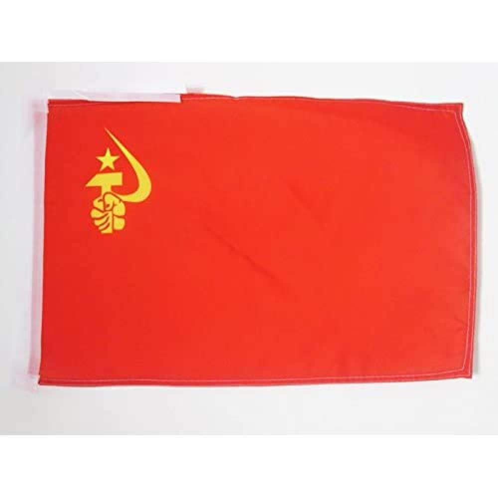 AZ FLAG - USSR with hand Flag - 18'' x 12'' - 100% Polyester Red communist Small Banner with Two Cords - Fade Resistant - Vivid Colors - 18x12 in - 45x30 Cm — image 1