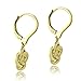 Hoops & Loops - Sterling Silver Yellow Gold Flash Plated Love Knot Flower Dangle Leverback Earrings