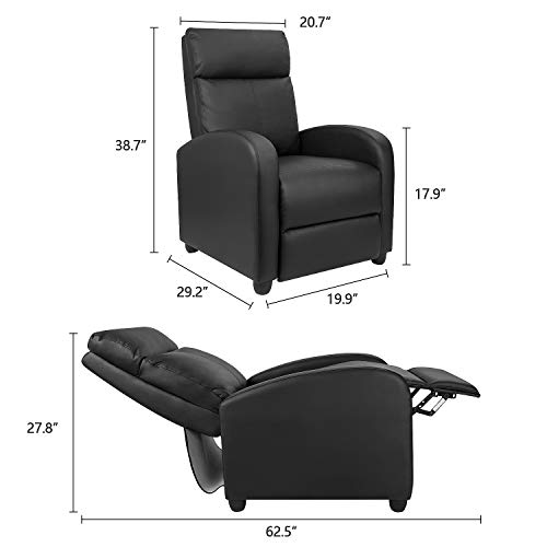 Furniwell-Recliner-Chair-Massage-Home-Theater-Seating-Wing-Back-PU-Leather-Modern-Single-Living-Room-Reclining-Sofa-with-Footrest-Black