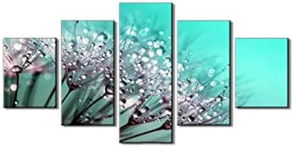 BAIMM Waterdrop dandelion hanging painting ink painting living room bedroom oil painting five painting decoration 5 canvas painting. Framed_40x60cmx2_40x80cmx2_40x100cm