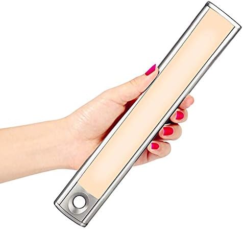 LED Motion Sensor Under Cabinet Lights, Newest Version Rechargeable Magnetic Closet Light, Wireless Luxury Aluminum Night Lighting for Kitchen Cabinet, Closet, Wardrobe, Hallway (Warm White)