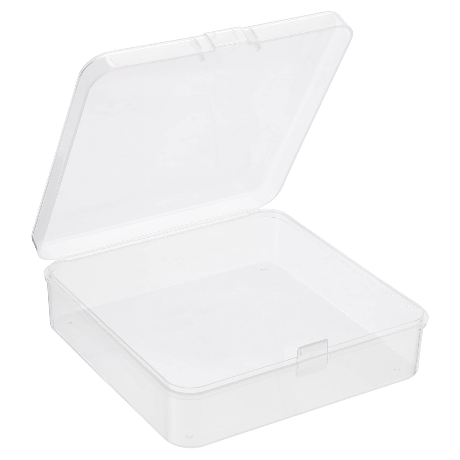 PATIKIL Clear Storage Container with Hinged Lid 95x28mm, 6 Pack Plastic Square Box for Beads Art Craft