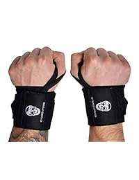 Gymreapers Muñequeras para levantamiento de pesas (grado de competencia) de 18 pulgadas, soporte de muñeca de calidad profesional con bucle para pulgar resistente, envoltura fuerte para levantamiento de potencia, entrenamiento de fuerza, culturismo