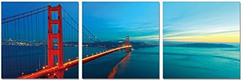 SLS Vision. Bay Bridge. 48 x 16 inches. Ready to Hang. Contemporary Art, Modern Wall Decor, 3 Panel Commercial Grade Machine Framed Giclee Canvas Print. Home Decoration Painting. A1364