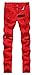 NITAGUT Men's Skinny Ripped Distressed Destroyed Slim Straight Fit Zipper Jeans with Holes Red-US 36