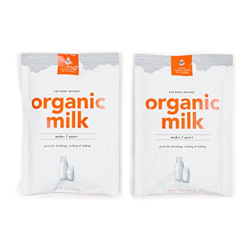 SACO Conscious Kitchen Fat-Free Instant Certified Organic Milk, for Drinking, Cooking, and Baking, Makes 1 Quart, 2 Pack