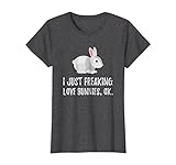 Womens I Just Freaking Love Bunny | Cute Animal Critter T-Shirt Small Dark Heather