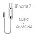 iPhone 7 Lightning to 3.5mm Power Audio Charge Headphone Jack Adapter Cable - Lightning Charging Port and Music Controller (no mic) Converter