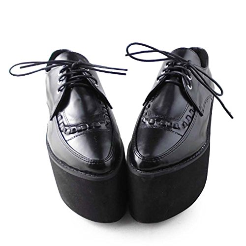 AvaCostume Womens Black Punk High Flatform Platform Pointed Toe Shoes