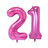 Partigos 40inch Gold 21st Number balloon Party Festival Decorations Jumbo foil helium balloons Girl Birthday party supplies use them as Props for Photos (40inch Number Pink 21)