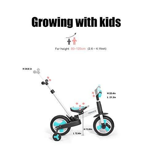 nexace Kids Balance Bike,Toddler Bike with Foldable Training Wheels