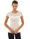 PattyBoutik Women's Crochet Eyelet Lace Inset Blouse