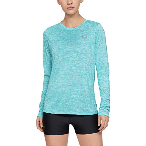 Under Armour Women's Tech Twist Crew Long-sleeve Shirt, Breathtaking Blue (400)/Metallic Silver, Small