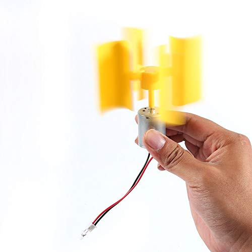 DC Motor - Dewin DIY Kit Small Motor, Vertical Wind Turbines, Blades Breeze Electricity Generator, Yellow - Thumbnail 7