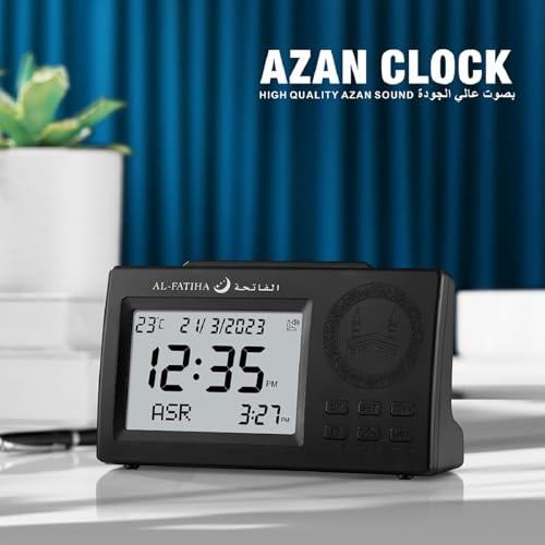 Achas Athan Table Clock Azan Clock Prayer Alarm Table Clock Desk Digital Clock Prayer Digital Alarm With Worldwide Times And Backligh Black