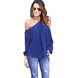 Sunward(TM)Women Fashion Irregular Strapless Chiffon Tops (Medium, Blue)