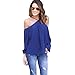 Sunward(TM)Women Fashion Irregular Strapless Chiffon Tops (Large, Blue)