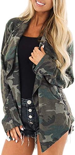 Clearence Women's Coats KpopBaby Winter Warm Long Sleeve Loose Camouflage Pockets Cardigan Tops