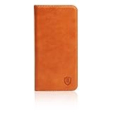 SHIELDON® 100% Genuine Natural Leather Wallet Case Classic Flip Book Style Protective Cover for iPhone 6 Plus (5.5 inch), Hand Made with Bulit-in Stand Function, ID Holder, Money & Credit Cards Slots (Cognac Brown)