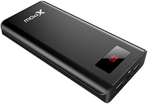 Portable Charger 20000mAh Power Bank with Smart LCD Digital Display 1A/2.1A Dual Output External Battery Pack for Iphone 6S IPhone 7 IPhone 7 Plus Samsung Galaxy S7 (20000mah with LCD display Black)