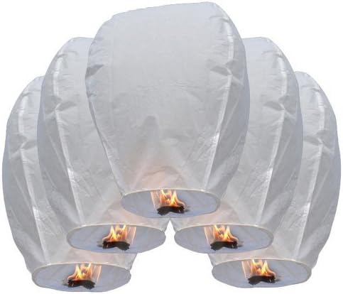 Chinese Flying Sky Wish Lanterns -10 White Air Balloon Party For Wedding, Birthday, Party by Creatov