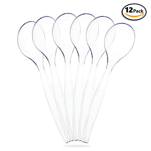 Set Of 12 - Disposable Serving Spoons, Heavy Duty, Large 10 Inch Plastic Serving Spoons, Clear
