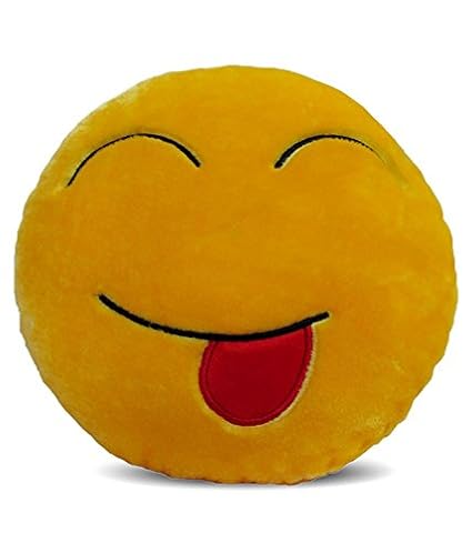 Deals India Yellow Tougue out Smiley Cushion - 35 cm(smileyC)
