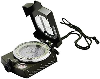 Denshine Portable Military Army Geology Pocket Compass Multifunctional Outdoor Camping Exploration Expedition Tool with Fluorescent Light For Map Reading Walking Hiking