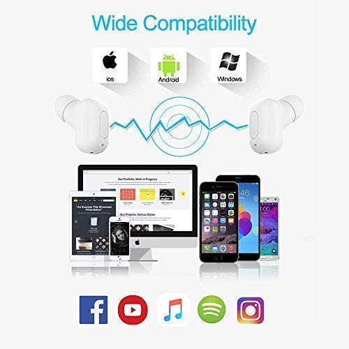 Zagzog Bluetooth Headphones Wireless V5.0 Noise-Cancelling Waterproof In-Ear Sport Earphones Portable Siri Support Built-In Mic Earbuds with 1600mah Charging Case and Powerbank for iOS Android
