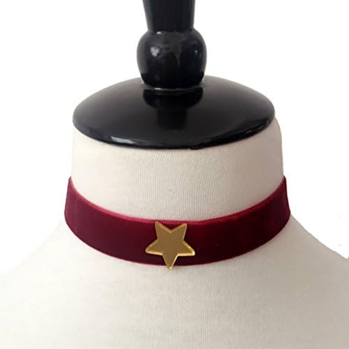 Cosplay Choker Red Velvet with Star Necklace