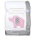 Wendy Bellissimo Super Soft Plush Baby Blanket - Elephant Baby Blanket from The Elodie Collection in White & Grey (30x40)