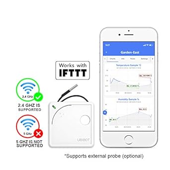 UbiBot WS1 WiFi Temperature Humidity Sensor,Warehouse Temperature Monitor,Wireless Freezer Thermometer,Remote Greenhouse Data Logger,Free App alerts ...