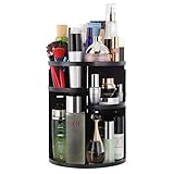 360 Rotating Makeup Organizer, Adjustable Multi-Function Makeup Carousel Spinning Holder Storage Rack 7 Layers Large Capacity Cosmetics Organizer Box for Dresser Bedroom Bathroom Black