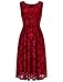 Noctflos Women's Red Lace Midi Cocktail Evening Dress for Wedding Guest Mother of The Bride