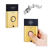 Wireless Voice Intercom Doorbell, Adv-one Portable Door Bell Chimes with 1 Push Button Transmitter and 1 Receiver, Battery Operated Over 600 feet Range Doorbell Kits (Gold)