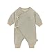 Fairy Baby Unisex Newborn Organic Cotton Belt Butterfly Slant Opening Romper,0-3M,Green Feet