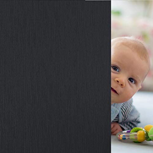 Viseeko Blackout Window Film Privacy 100% Light Blocking Window Sticker Static Cling Removable Window Tint for Home Room Darkening Day Sleep (Silk Black, 17.5 x 78.7 inches)