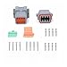 MUYI 5 Kit 8 Pin Way DT Series Connector Gray Receptacle IP67 Waterproof Heavy Duty 14-18 AWG 13 Amps Continuous DT04-8P DT06-8S w/Wedge Lock W8P W8S (5 Kits, 8 Pin)