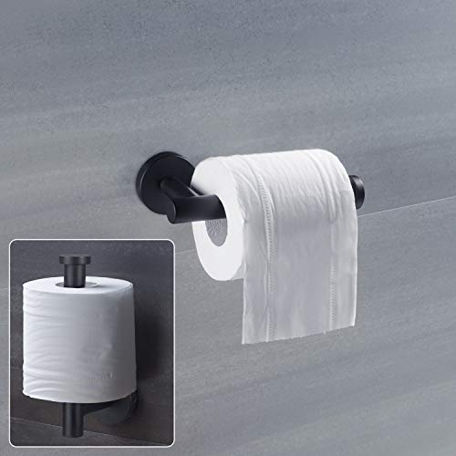 Nolimas Matte Black Toilet Paper Holder SUS304 Stainless Steel Half Open Round Wall Mount Rustfree Bathroom 5 inch TP Holder Kitchen Washroom Tissue Roll Dispenser